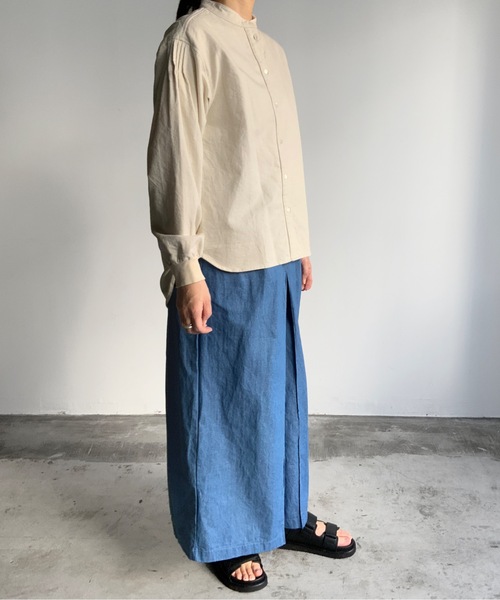 ブラウス シャツ SF:vent blanc  ヴァンブラン6.5oz デニムラグランワイドスリーブシャツ レディース セール】SF:vent blanc ヴァンブラン6.5oz デニムラグランワイド