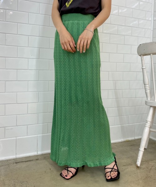 CIAOPANIC（チャオパニック）の「かぎ針風透かし編みロングスカート（スカート・レディース・アイボリー/ブラック/グリーン・FREE）」の17枚目の写真