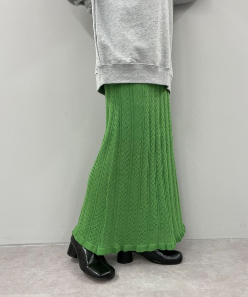 CIAOPANIC（チャオパニック）の「かぎ針風透かし編みロングスカート（スカート・レディース・アイボリー/ブラック/グリーン・FREE）」の20枚目の写真