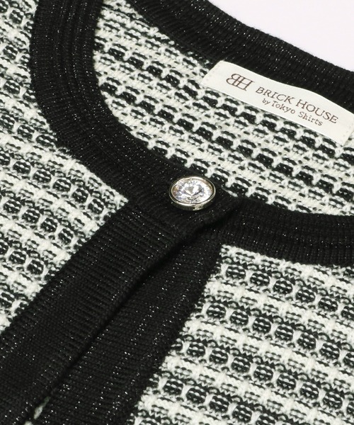 TOKYO SHIRTS（トウキョウシャツ）の「編地切り替えニットジャケット（カーディガン/ボレロ・レディース・ブラック/ベージュ・M/L）」の4枚目の写真