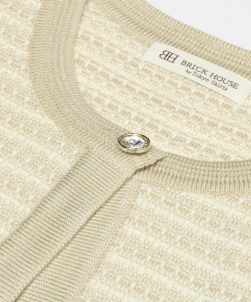 TOKYO SHIRTS（トウキョウシャツ）の「編地切り替えニットジャケット（カーディガン/ボレロ・レディース・ブラック/ベージュ・M/L）」の7枚目の写真