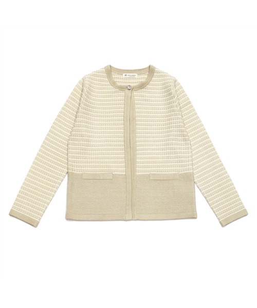 TOKYO SHIRTS（トウキョウシャツ）の「編地切り替えニットジャケット（カーディガン/ボレロ・レディース・ブラック/ベージュ・M/L）」の14枚目の写真