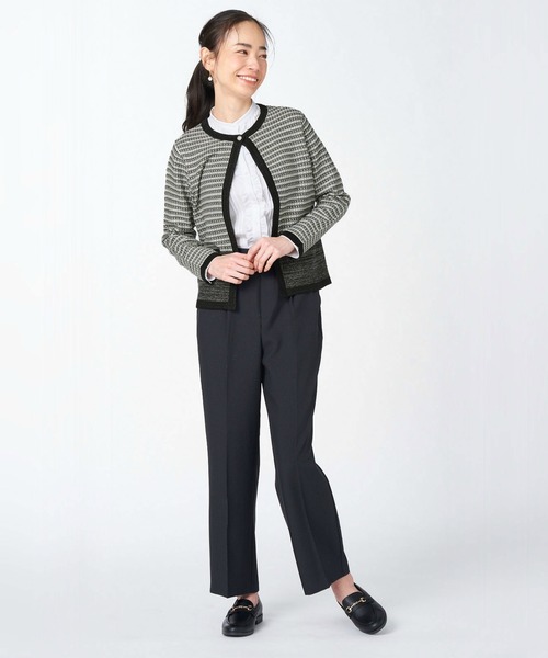 TOKYO SHIRTS（トウキョウシャツ）の「編地切り替えニットジャケット（カーディガン/ボレロ・レディース・ブラック/ベージュ・M/L）」の12枚目の写真