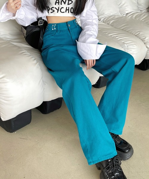 MANGROVE（マングローブ）の「ウエストタックルーズデニムパンツ（デニムパンツ・レディース・ピンク/ブルー/ライトブルー/カモフラージュ/ブラック/ホワイト/ターコイズブルー・MEDIUM/LARGE）」の4枚目の写真