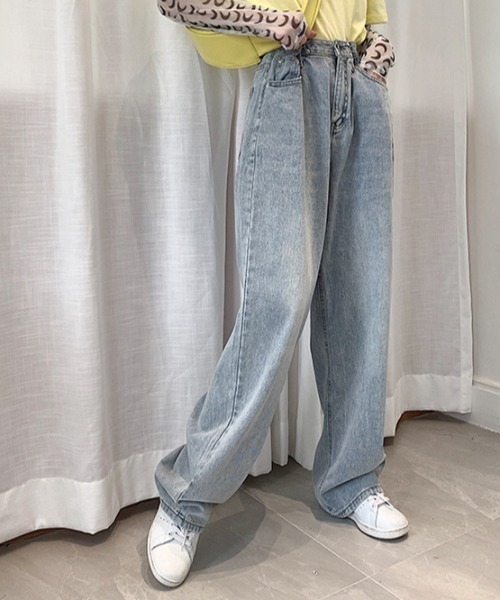 nagonstans☆赤ステッチ☆タック入り☆ハイウエスト☆カーヴィデニムパンツ 爆買い！】 nagonstans☆赤ステッチ☆タック入り☆ハイウエスト