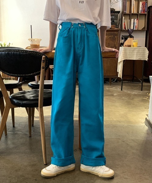 MANGROVE（マングローブ）の「ウエストタックルーズデニムパンツ（デニムパンツ・レディース・ピンク/ブルー/ライトブルー/カモフラージュ/ブラック/ホワイト/ターコイズブルー・MEDIUM/LARGE）」の18枚目の写真