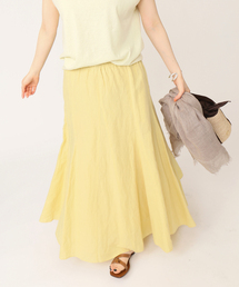 コットンリネンパネルフレアスカート