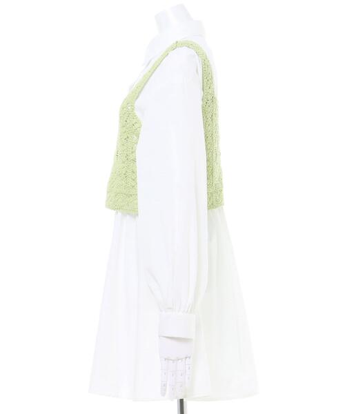 INGNI(イング)の「かぎ針ビスチェ+シャツセット(ニット/セーター・レディース・オレンジ/ライトグリーン/アイボリー・M)」の9枚目の写真