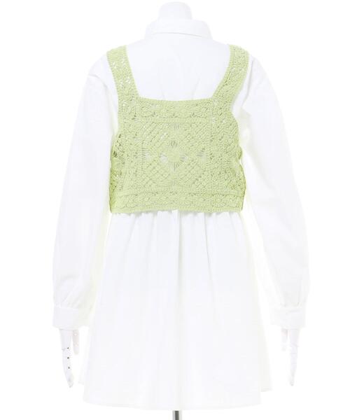 INGNI(イング)の「かぎ針ビスチェ+シャツセット(ニット/セーター・レディース・オレンジ/ライトグリーン/アイボリー・M)」の8枚目の写真