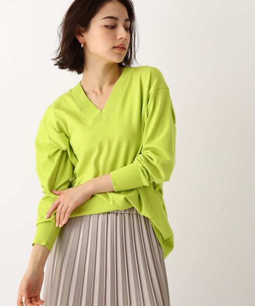 OPAQUE.CLIP（オペークドットクリップ）の「◆【エマール検証済 洗える】Vネックニットプルオーバー【エクストラファインオーガニックコットン/WEB限定カラー・サイズ】（ニット/セーター・レディース・ブルー/ブラック/ホワイト系/グリーン系その他5/ホワイト系その他3/黄緑系/ベージュ系その他2/レモンイエロー・34/36/40/42/38）」の17枚目の写真