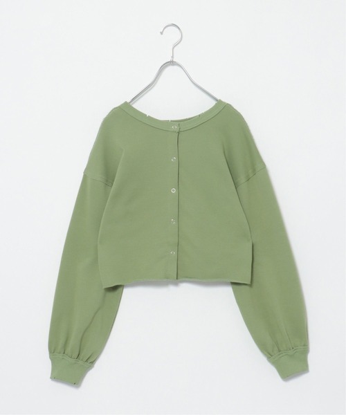 VENCEEXCHANGE（ヴァンスエクスチェンジ）の「2WAYスナップボタン裏毛カーディガン（カーディガン/ボレロ・レディース・チャコールグレー/ベージュ/オフホワイト/ブルー/ミント・FREE）」の4枚目の写真