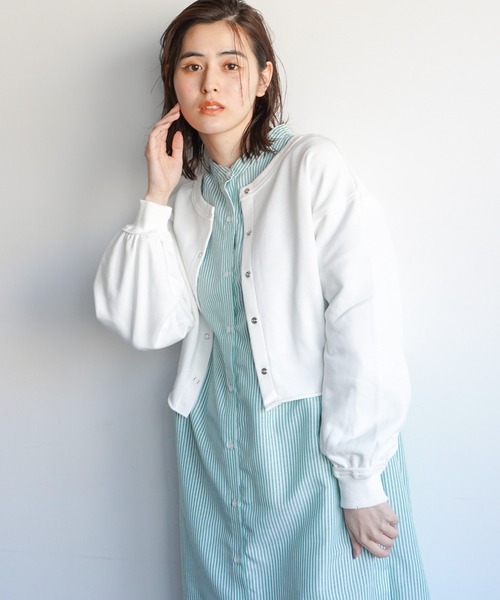 VENCEEXCHANGE（ヴァンスエクスチェンジ）の「2WAYスナップボタン裏毛カーディガン（カーディガン/ボレロ・レディース・チャコールグレー/ベージュ/オフホワイト/ブルー/ミント・FREE）」の21枚目の写真