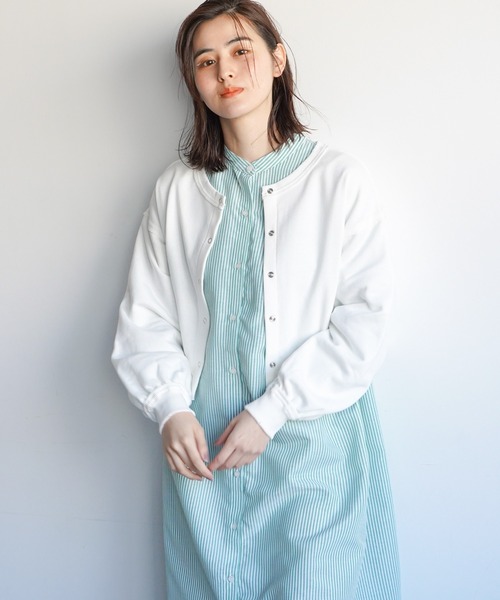 VENCEEXCHANGE（ヴァンスエクスチェンジ）の「2WAYスナップボタン裏毛カーディガン（カーディガン/ボレロ・レディース・チャコールグレー/ベージュ/オフホワイト/ブルー/ミント・FREE）」の13枚目の写真