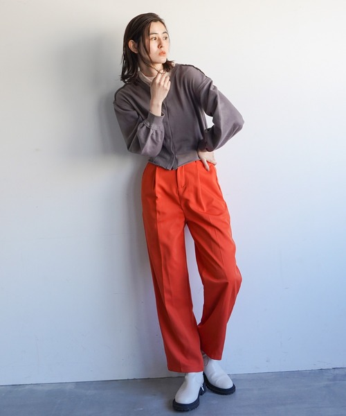 VENCEEXCHANGE（ヴァンスエクスチェンジ）の「2WAYスナップボタン裏毛カーディガン（カーディガン/ボレロ・レディース・チャコールグレー/ベージュ/オフホワイト/ブルー/ミント・FREE）」の14枚目の写真