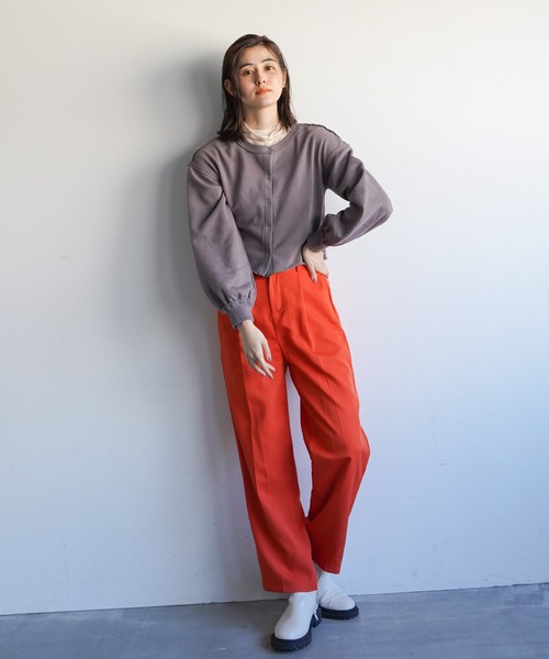 VENCEEXCHANGE（ヴァンスエクスチェンジ）の「2WAYスナップボタン裏毛カーディガン（カーディガン/ボレロ・レディース・チャコールグレー/ベージュ/オフホワイト/ブルー/ミント・FREE）」の7枚目の写真