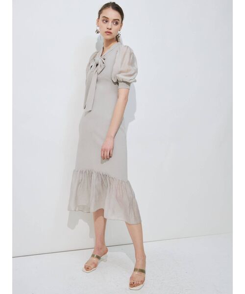 MERCURYDUO（マーキュリーデュオ）の「異素材スリーブボウタイニットワンピース（ワンピース・レディース・ベージュ/ピンク/ネイビー・SMALL/MEDIUM）」の10枚目の写真