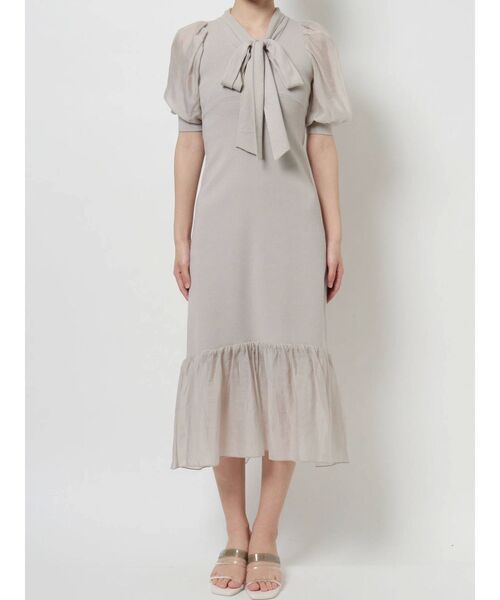 MERCURYDUO（マーキュリーデュオ）の「異素材スリーブボウタイニットワンピース（ワンピース・レディース・ベージュ/ピンク/ネイビー・SMALL/MEDIUM）」の15枚目の写真