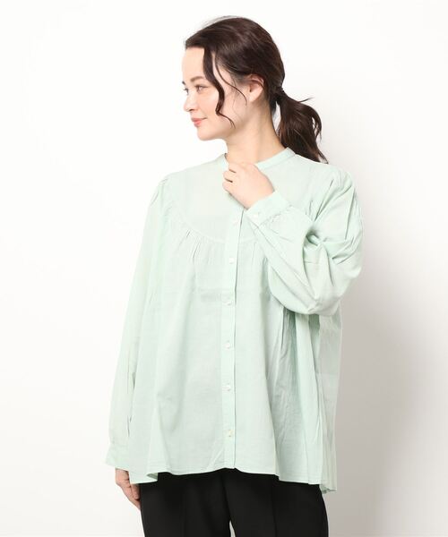 Samansa Mos2（サマンサ モスモス）の「切替ギャザーブラウス（シャツ/ブラウス・レディース・ブラック/グレー/オフホワイト/ミント・ﾌﾘ-）」の4枚目の写真