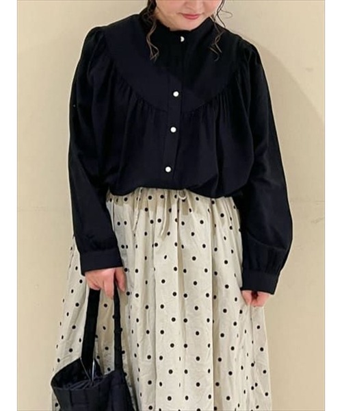 Samansa Mos2（サマンサ モスモス）の「切替ギャザーブラウス（シャツ/ブラウス・レディース・ブラック/グレー/オフホワイト/ミント・ﾌﾘ-）」の2枚目の写真