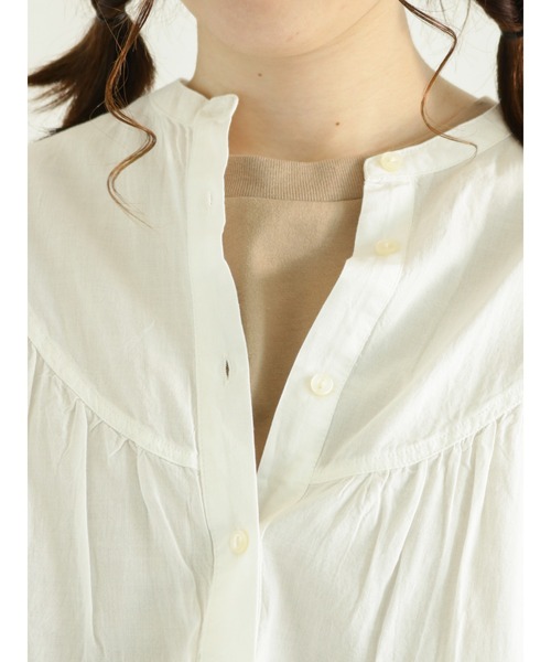 Samansa Mos2（サマンサ モスモス）の「切替ギャザーブラウス（シャツ/ブラウス・レディース・ブラック/グレー/オフホワイト/ミント・ﾌﾘ-）」の12枚目の写真