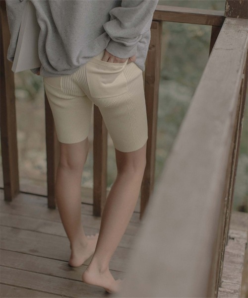 miette（ミエット）の「ﾊｰﾌﾘﾌﾞﾚｷﾞﾝｽﾊﾟﾝﾂ（その他パンツ・レディース・ブラウン/アイボリー・S/M）」の4枚目の写真