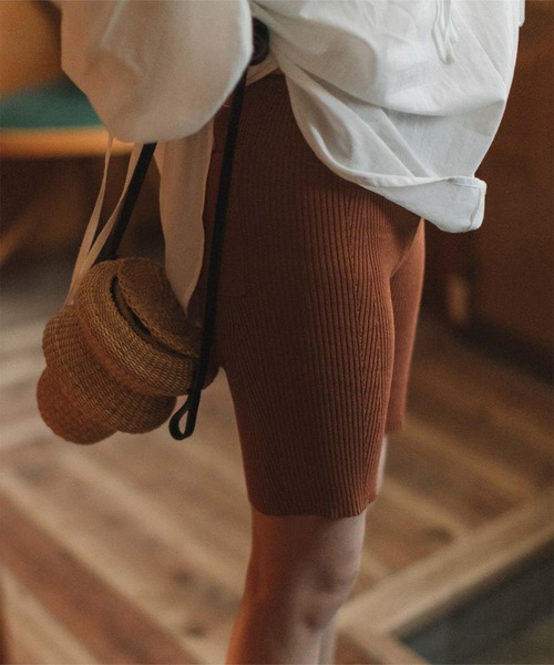 miette（ミエット）の「ﾊｰﾌﾘﾌﾞﾚｷﾞﾝｽﾊﾟﾝﾂ（その他パンツ・レディース・ブラウン/アイボリー・S/M）」の8枚目の写真