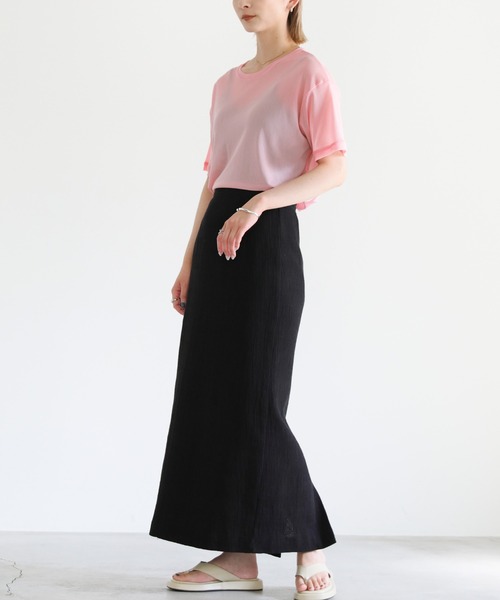 select MOCA（セレクトモカ）の「2022 SS クルーネッククロップドパワーメッシュシアーTシャツ（Tシャツ/カットソー・レディース・ブラック/ベージュ/ピンク/ライトグリーン/アイボリー・FREE）」の17枚目の写真