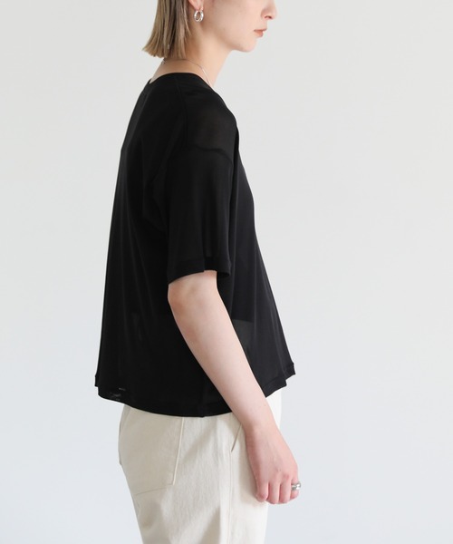 select MOCA（セレクトモカ）の「2022 SS クルーネッククロップドパワーメッシュシアーTシャツ（Tシャツ/カットソー・レディース・ブラック/ベージュ/ピンク/ライトグリーン/アイボリー・FREE）」の20枚目の写真