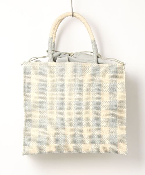 KOBE LETTUCE(コウベレタス)の「チェックボックスペーパートートバッグ(トートバッグ・レディース・サックスブルー/レッド/グレイッシュベージュ/ブラック/ブルー/ラベンダー・FREE)」の8枚目の写真