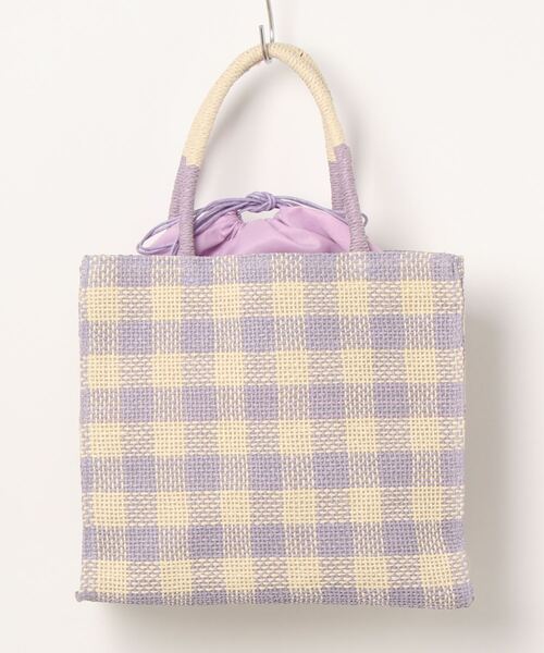 KOBE LETTUCE(コウベレタス)の「チェックボックスペーパートートバッグ(トートバッグ・レディース・サックスブルー/レッド/グレイッシュベージュ/ブラック/ブルー/ラベンダー・FREE)」の14枚目の写真