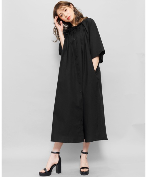 mili an deni（ミリアンデニ）の「綿100%リボンタックシャツワンピース（シャツワンピース・レディース・ホワイト/ブラック/ネイビー・M/L）」の17枚目の写真