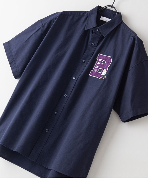 brknhome(ブロークンホーム)の「【UNIIT/ユニット】 サガラ刺繍 ワッペン ワンポイント ビッグシルエット 半袖シャツ(シャツ/ブラウス・メンズ・ホワイト/ネイビー/グリーン・MEDIUM/LARGE)」の10枚目の写真