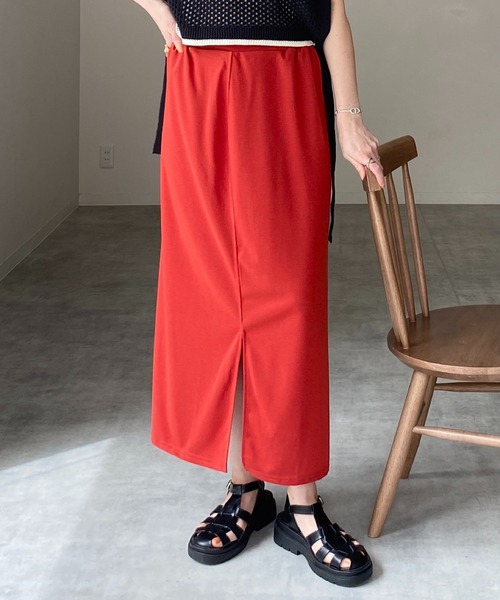 She's Closet（シーズクローゼット）の「前後2way無地ハイウエストロングナロースカート（スカート・レディース・ブラック/レッド/ピンク/グリーン/ブラウン・FREE）」の5枚目の写真