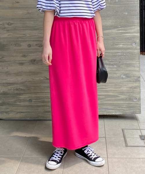 She's Closet（シーズクローゼット）の「前後2way無地ハイウエストロングナロースカート（スカート・レディース・ブラック/レッド/ピンク/グリーン/ブラウン・FREE）」の4枚目の写真