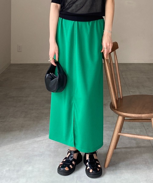 She's Closet（シーズクローゼット）の「前後2way無地ハイウエストロングナロースカート（スカート・レディース・ブラック/レッド/ピンク/グリーン/ブラウン・FREE）」の3枚目の写真