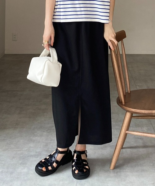 She's Closet（シーズクローゼット）の「前後2way無地ハイウエストロングナロースカート（スカート・レディース・ブラック/レッド/ピンク/グリーン/ブラウン・FREE）」の2枚目の写真