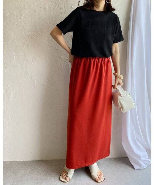 She's Closet（シーズクローゼット）の「前後2way無地ハイウエストロングナロースカート（スカート・レディース・ブラック/レッド/ピンク/グリーン/ブラウン・FREE）」の12枚目の写真