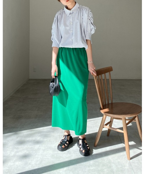 She's Closet（シーズクローゼット）の「前後2way無地ハイウエストロングナロースカート（スカート・レディース・ブラック/レッド/ピンク/グリーン/ブラウン・FREE）」の22枚目の写真