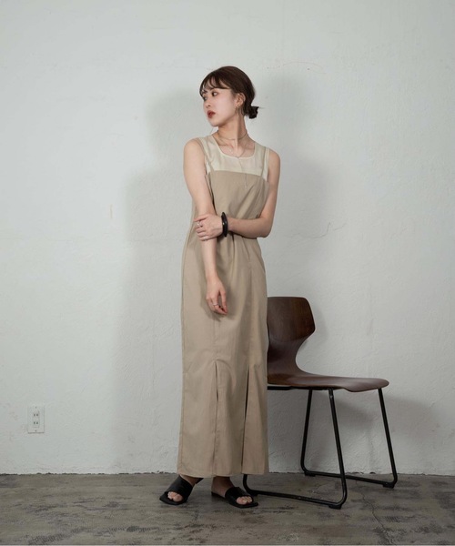 Amiur（エミレ）の「crape mermaid line ops（ワンピース・レディース・ブラック/アイボリー/グレイッシュベージュ・FREE）」の3枚目の写真