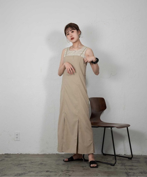 Amiur（エミレ）の「crape mermaid line ops（ワンピース・レディース・ブラック/アイボリー/グレイッシュベージュ・FREE）」の4枚目の写真