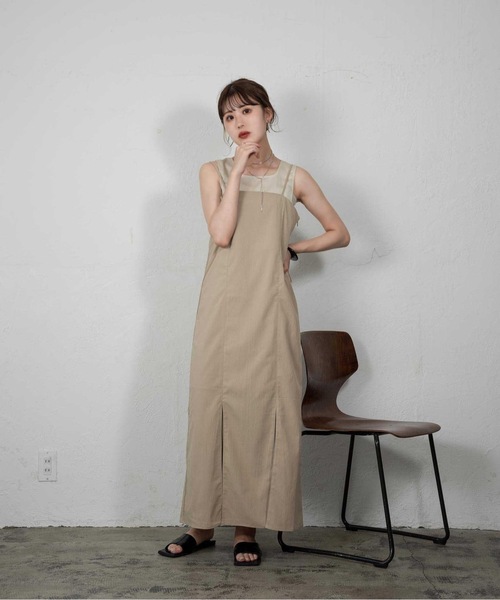 Amiur（エミレ）の「crape mermaid line ops（ワンピース・レディース・ブラック/アイボリー/グレイッシュベージュ・FREE）」の9枚目の写真