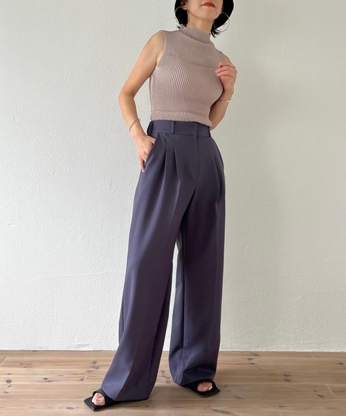wee9s（ウィークス）の「non non iron petit high neck po / 伸縮性抜群！アイロン不要なプチハイネックノースリプルオーバー（Tシャツ/カットソー・レディース・ホワイト/ネイビー/パープル/ベージュ/ブラック/ピンク/マスタード/ベビーピンク・FREE）」の22枚目の写真