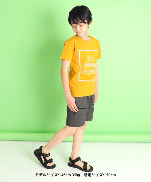 GLAZOS(グラソス)の「接触冷感リフレクトBOXロゴプリント半袖Tシャツ(Tシャツ/カットソー・キッズ・イエロー/ホワイト/ブラック・160cm/140cm/150cm/130cm/170cm)」の4枚目の写真