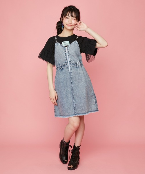 JENNI love(ジェニィラブ)の「ケミカルデニムジャンスカ(ジャンパースカート・キッズ・ブルー/サックスブルー・130cm/140cm/160cm/150cm)」の13枚目の写真