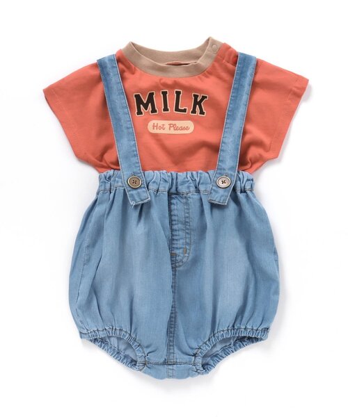 BREEZE(ブリーズ)の「Tシャツ&サロペットセット(ロンパース・キッズ・オレンジ/ブルー・70/80)」の1枚目の写真