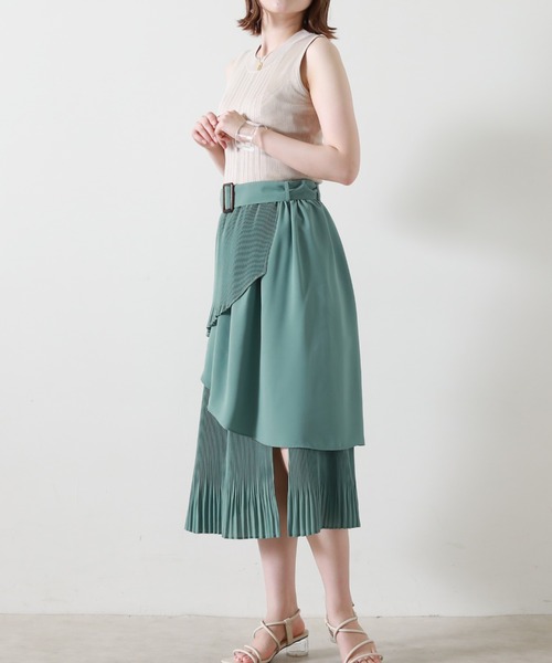 Cheek（チーク）の「ランダムティアードプリーツスカート（スカート・レディース・ブルー/グリーン/アイボリー・MEDIUM）」の12枚目の写真