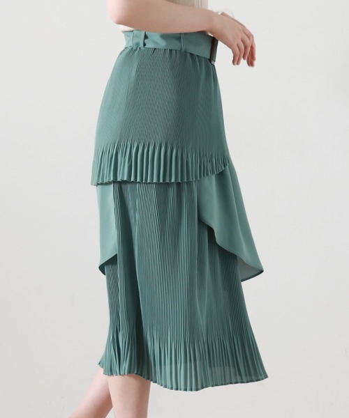 Cheek（チーク）の「ランダムティアードプリーツスカート（スカート・レディース・ブルー/グリーン/アイボリー・MEDIUM）」の8枚目の写真