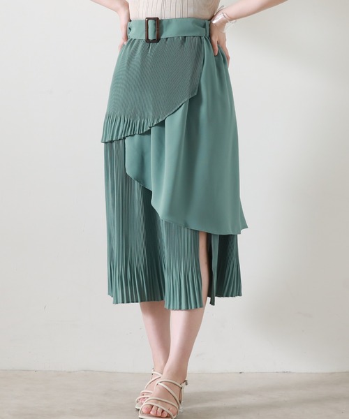 Cheek（チーク）の「ランダムティアードプリーツスカート（スカート・レディース・ブルー/グリーン/アイボリー・MEDIUM）」の4枚目の写真