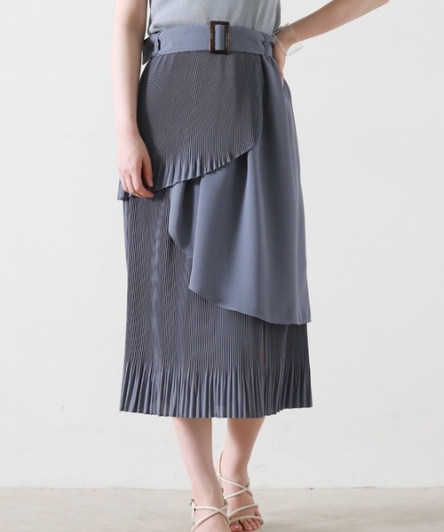 Cheek（チーク）の「ランダムティアードプリーツスカート（スカート・レディース・ブルー/グリーン/アイボリー・MEDIUM）」の5枚目の写真