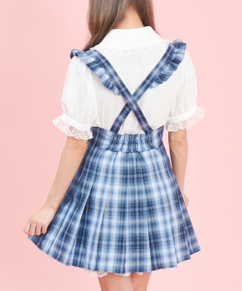 Secret Honey（シークレットハニー）の「レースアッププリーツ吊りスカート（スカート・レディース・ライトブルー/ブルー/ブルー系その他・MEDIUM）」の7枚目の写真